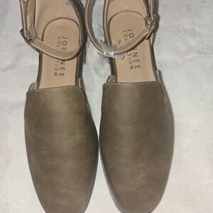 Journee Womens Loreta Buckle Square Toe Loafer Flats Brown - 8M